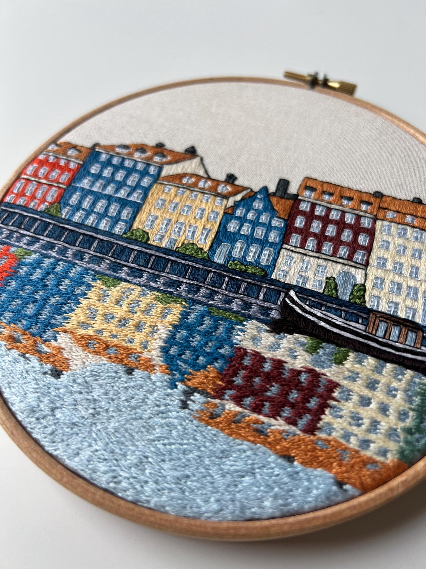 Nyhavn, Copenhagen, Denmark, Cityscape - Hand Embroidery Pattern (PDF)