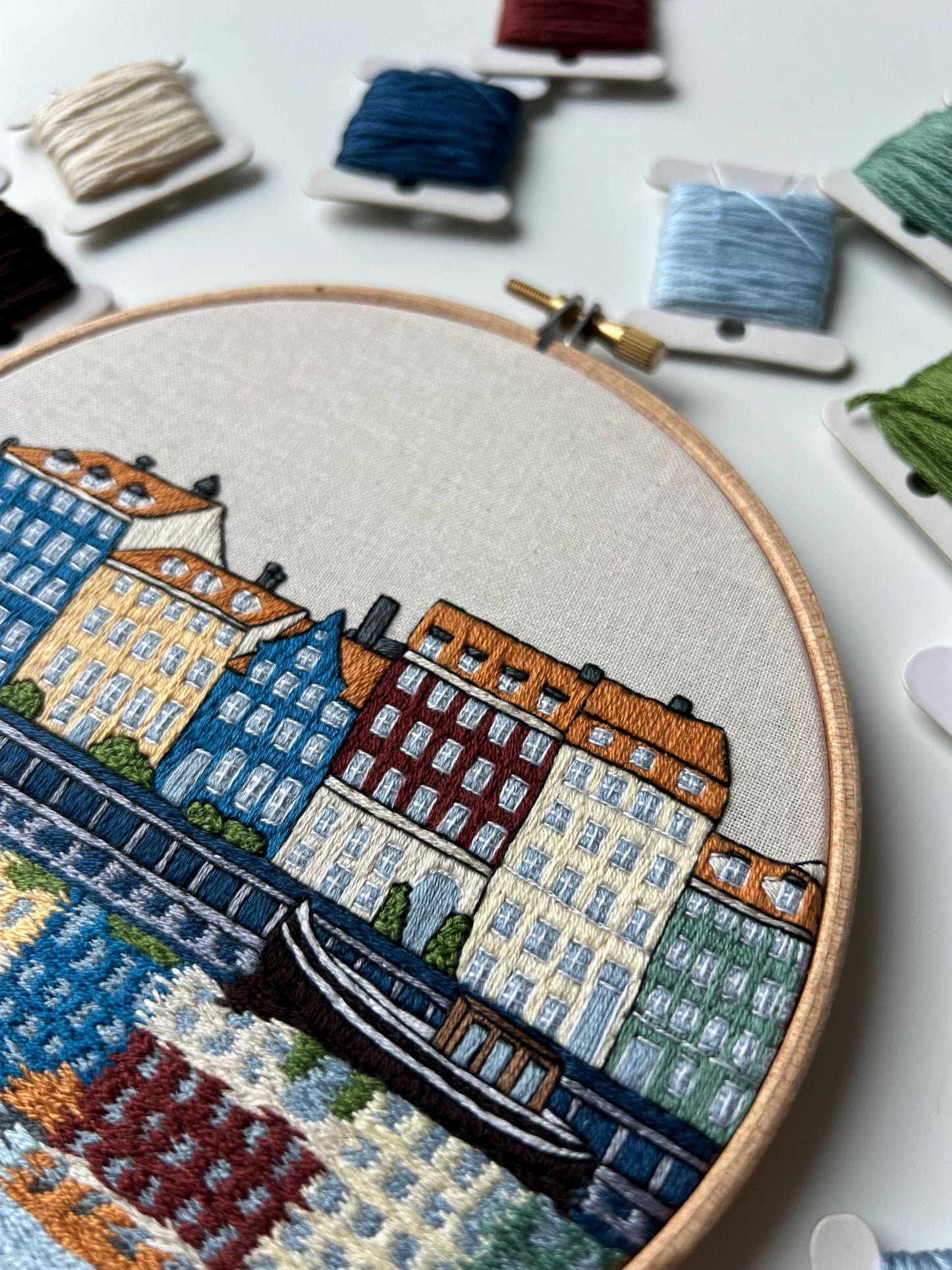 Nyhavn, Copenhagen, Denmark, Cityscape - Hand Embroidery Pattern (PDF) faimyxstitch.com