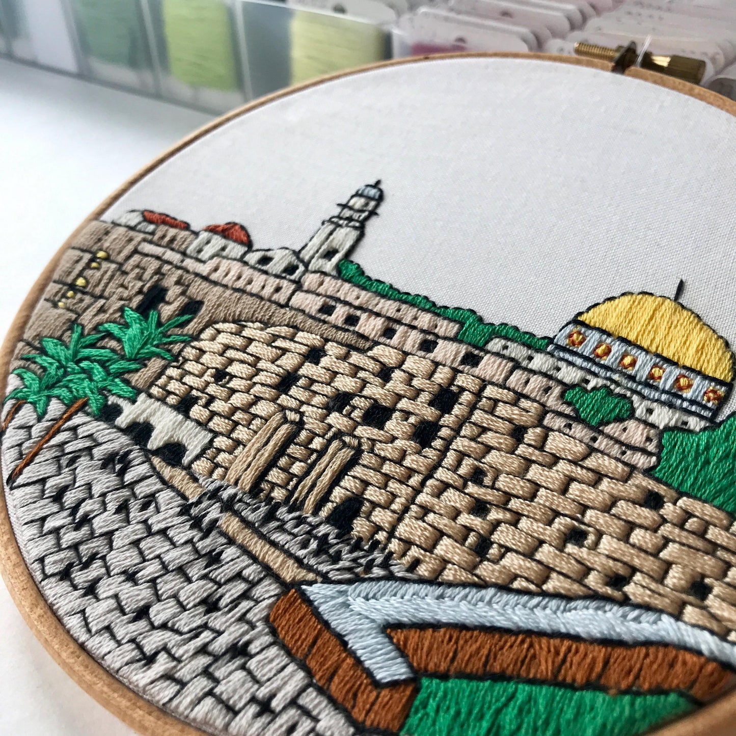 Jerusalem, Israel, Cityscape - Hand Embroidery Pattern (PDF)