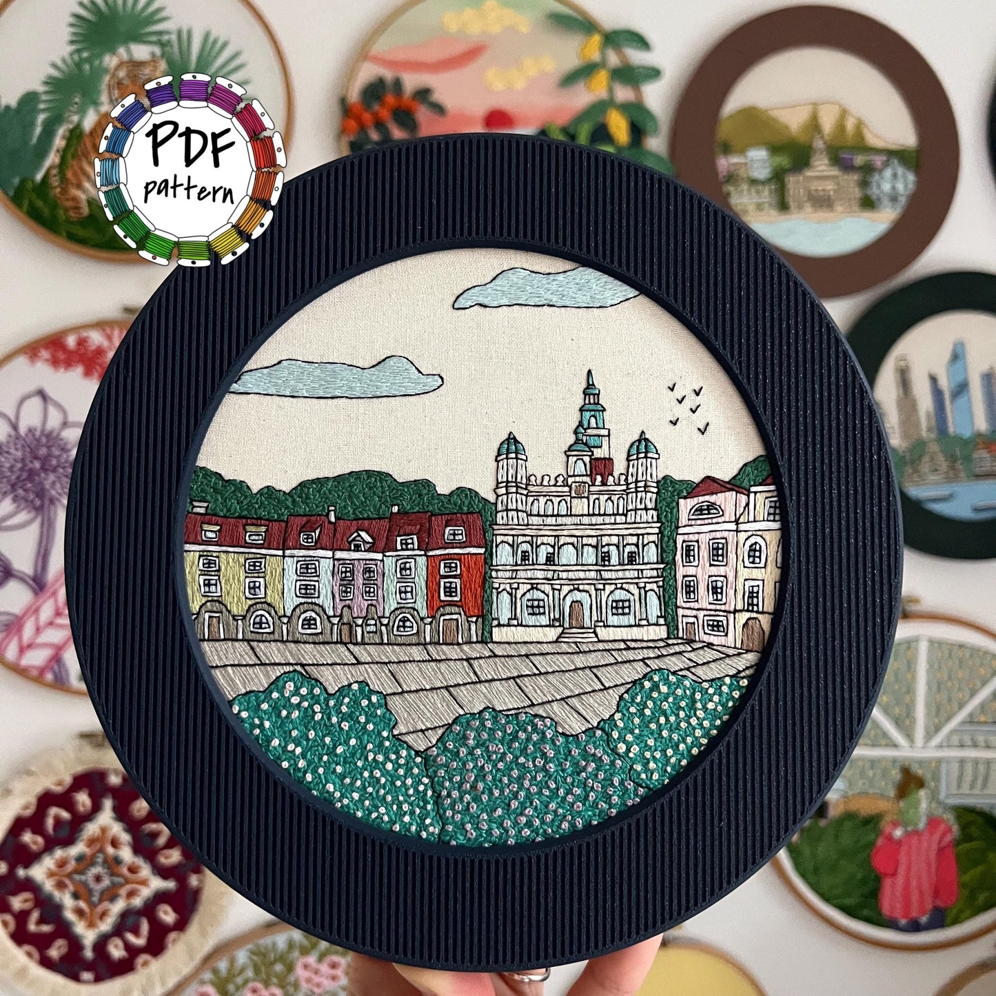 Poznan, Poland, Cityscape - Hand Embroidery Pattern (PDF)