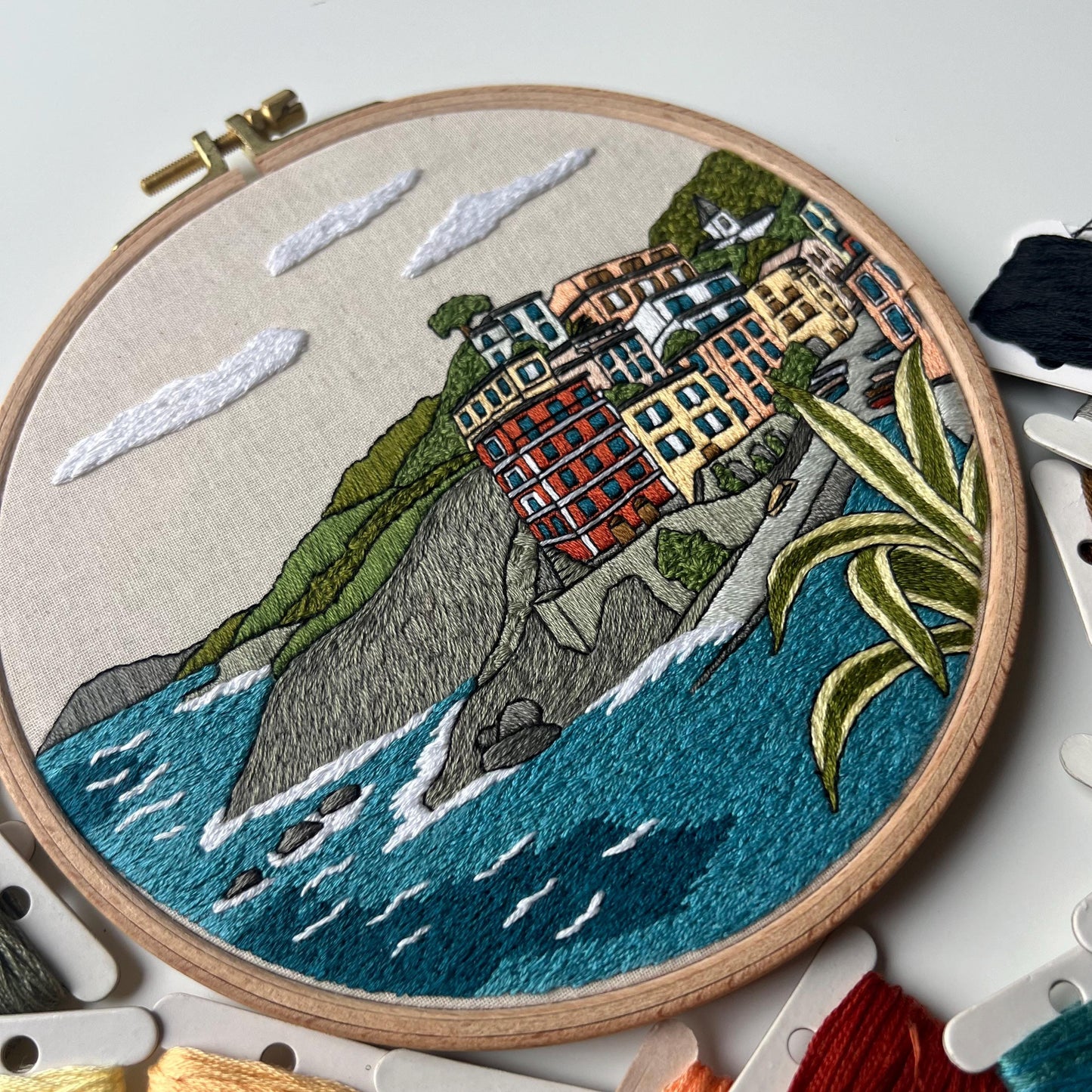 Riomaggiore, Italy, Harbor - Hand Embroidery Pattern (PDF)