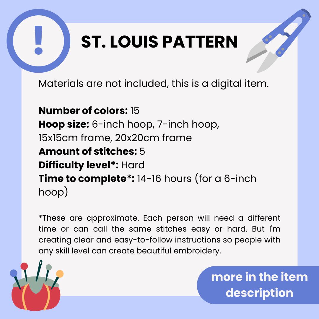 St. Louis, MO, Cityscape - Hand Embroidery Pattern (PDF)