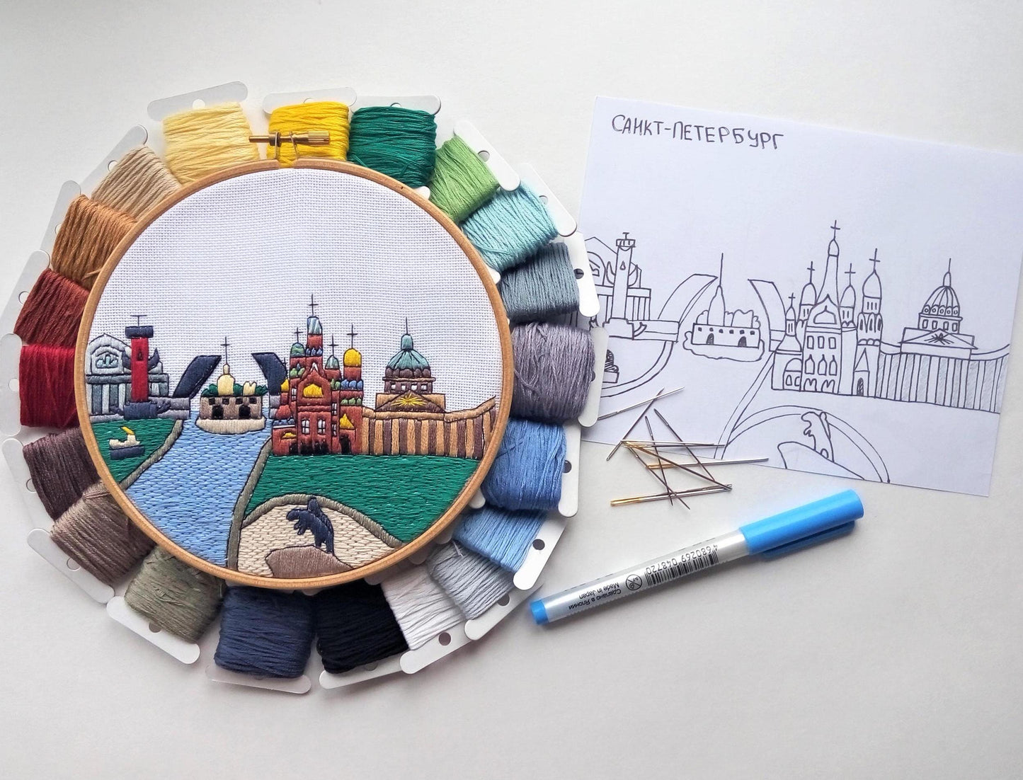 Saint Petersburg, Russia, Cityscape - Hand Embroidery Pattern (PDF)