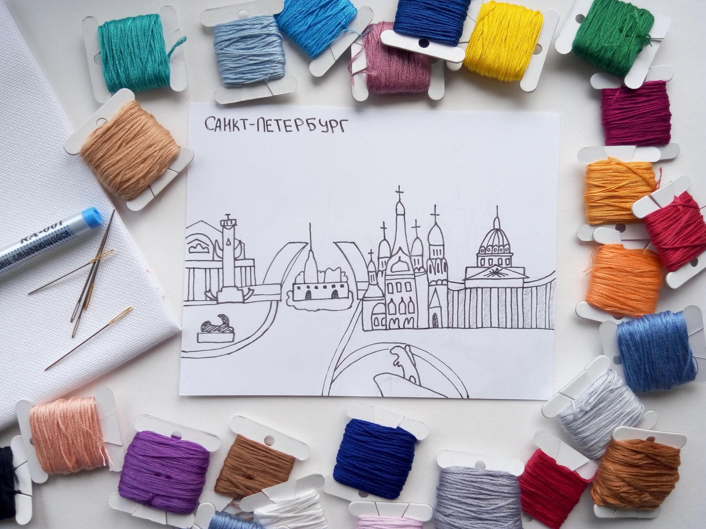 Saint Petersburg, Russia, Cityscape - Hand Embroidery Pattern (PDF)