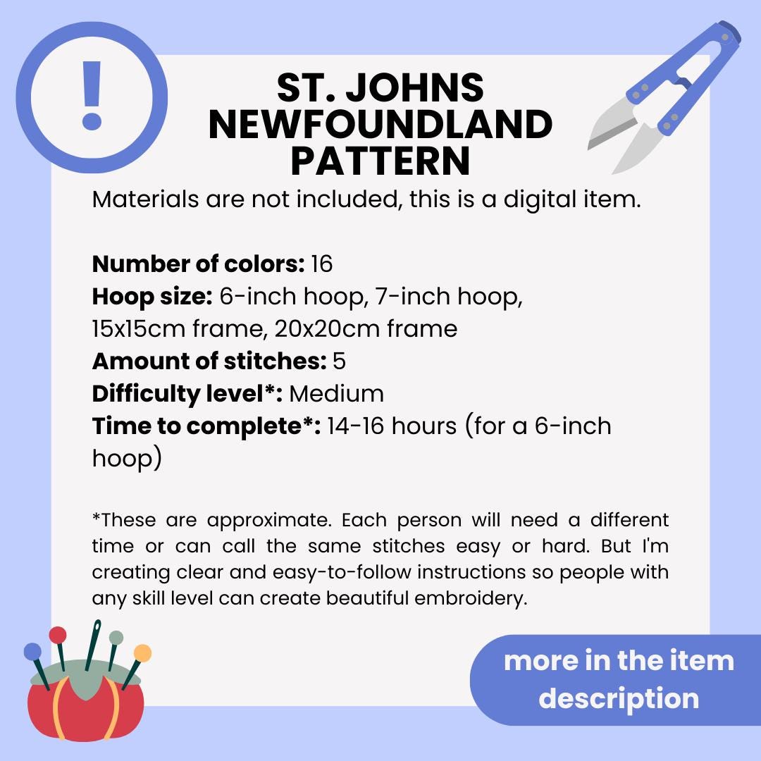 St. John's Newfoundland, Canada, Cityscape - Hand Embroidery Pattern (PDF)