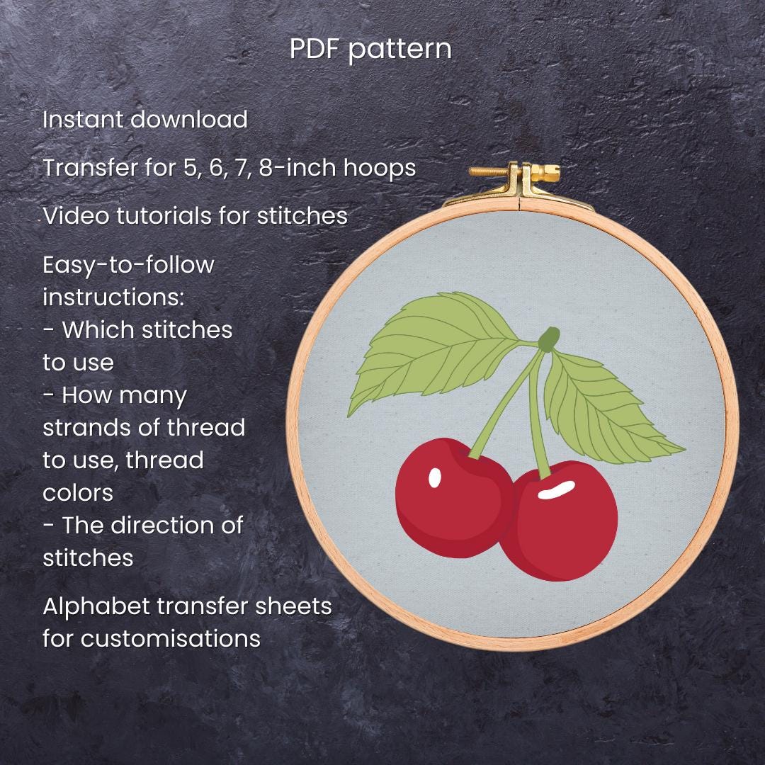 Cherry - Hand Embroidery Pattern (PDF)