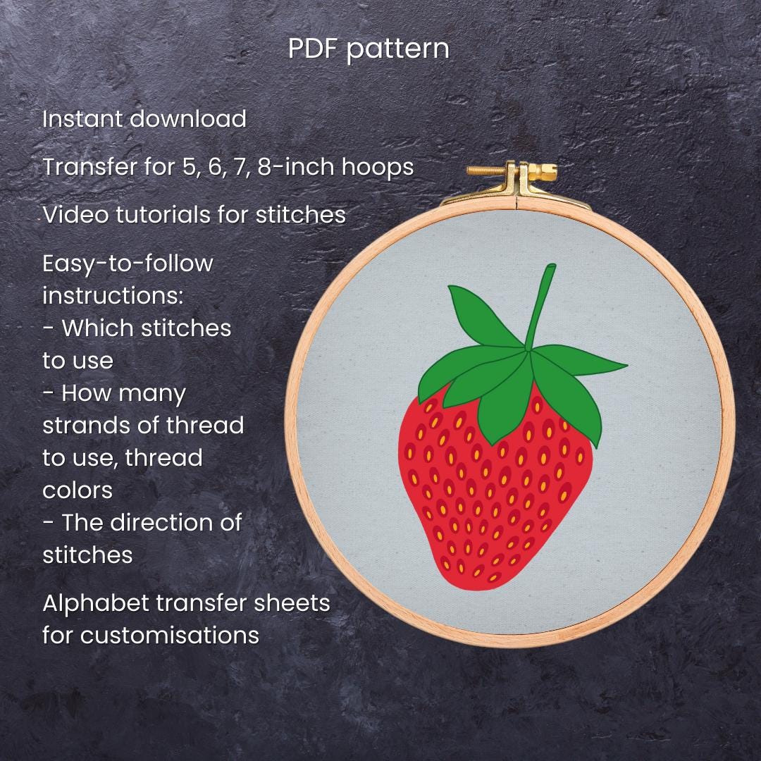 Strawberry - Hand Embroidery Pattern (PDF)