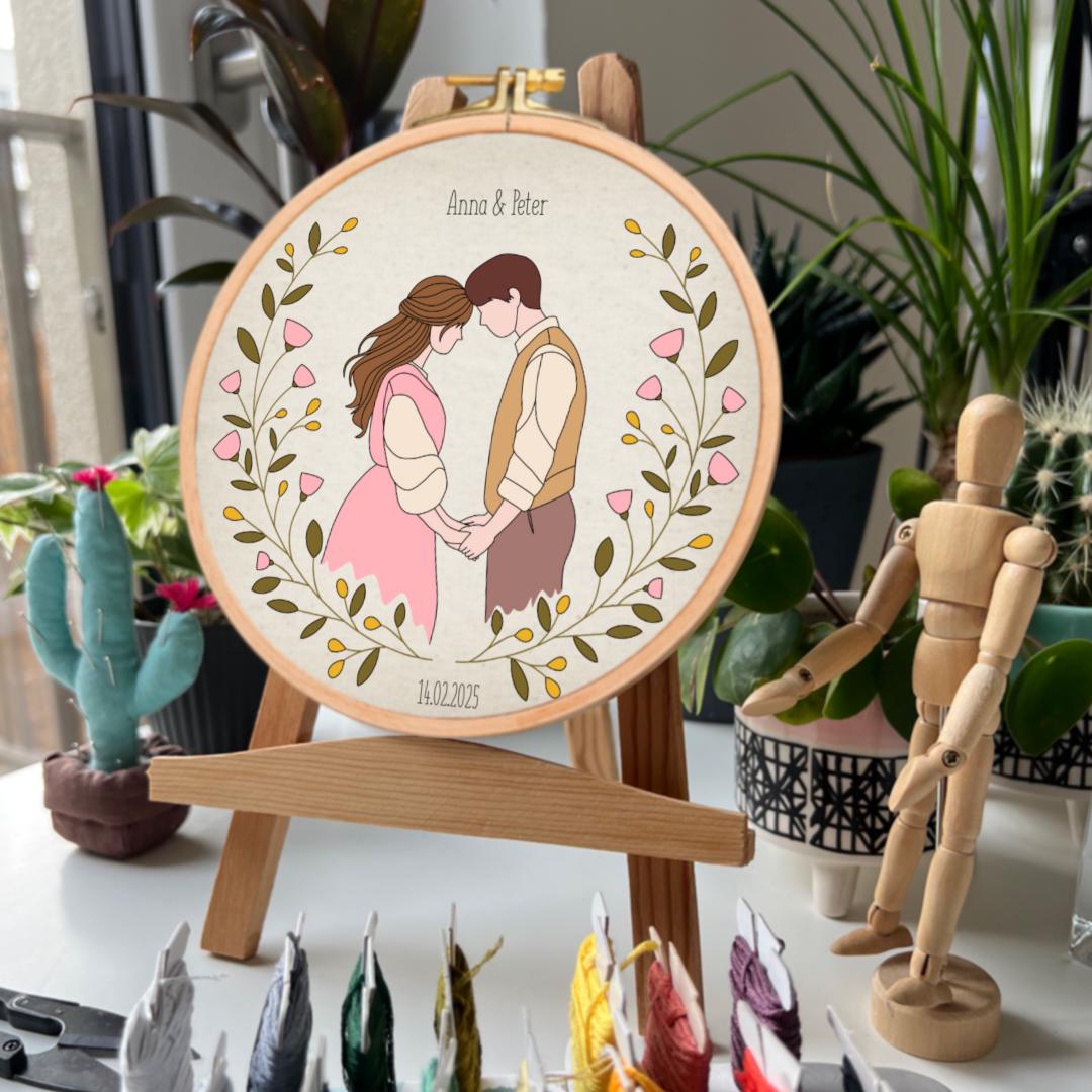 Customizable Romantic Couple - Hand Embroidery Pattern (PDF)