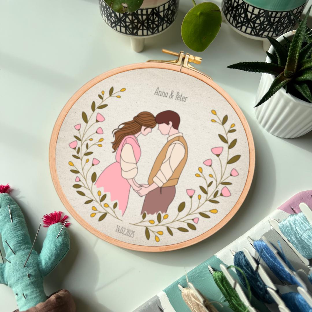 Customizable Romantic Couple - Hand Embroidery Pattern (PDF)