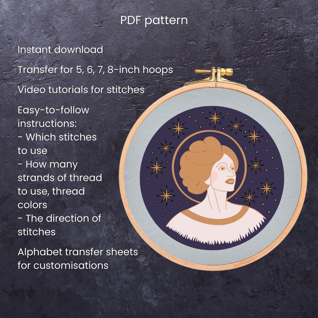 Mystical Goddess - Hand Embroidery Pattern (PDF)