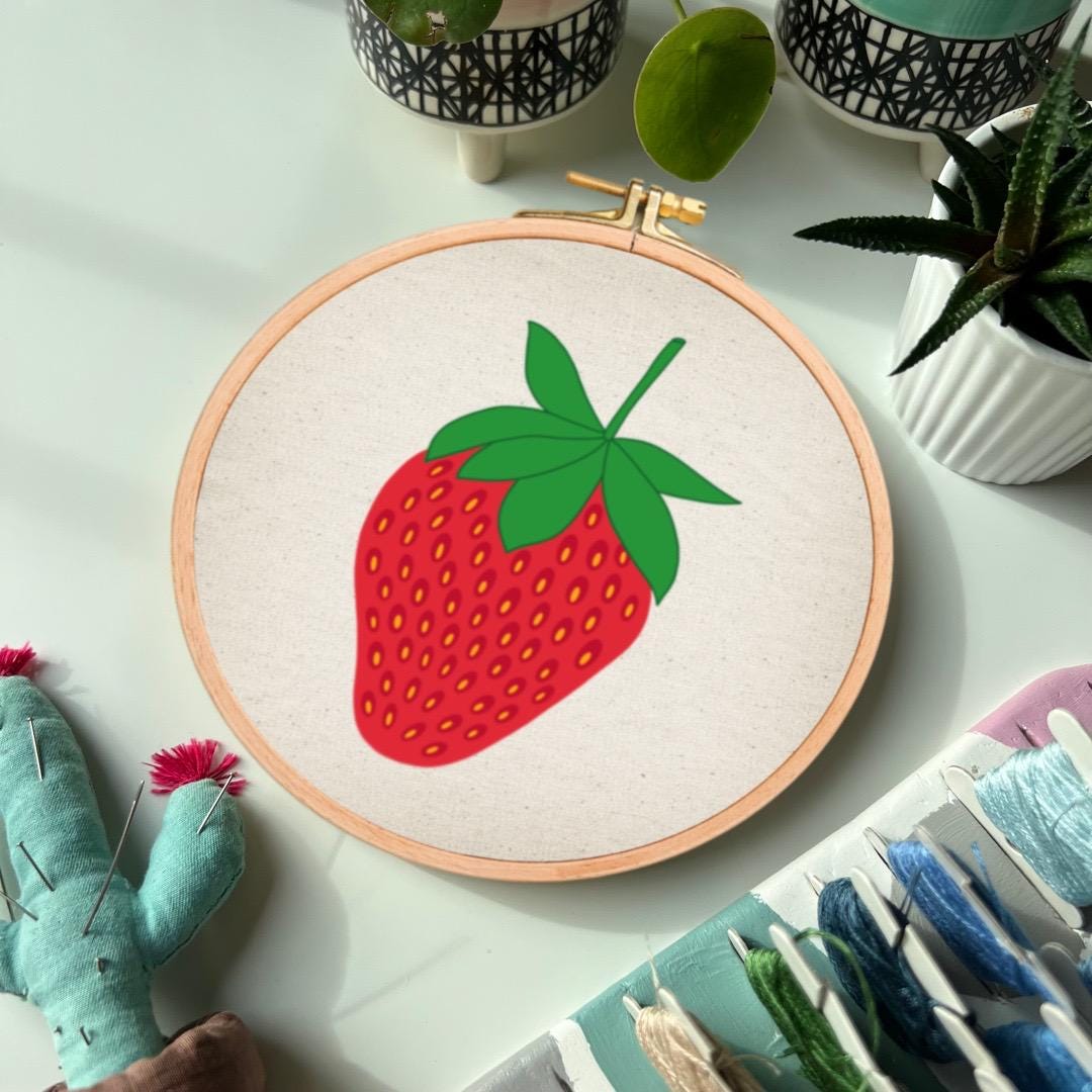 Strawberry - Hand Embroidery Pattern (PDF) faimyxstitch.com
