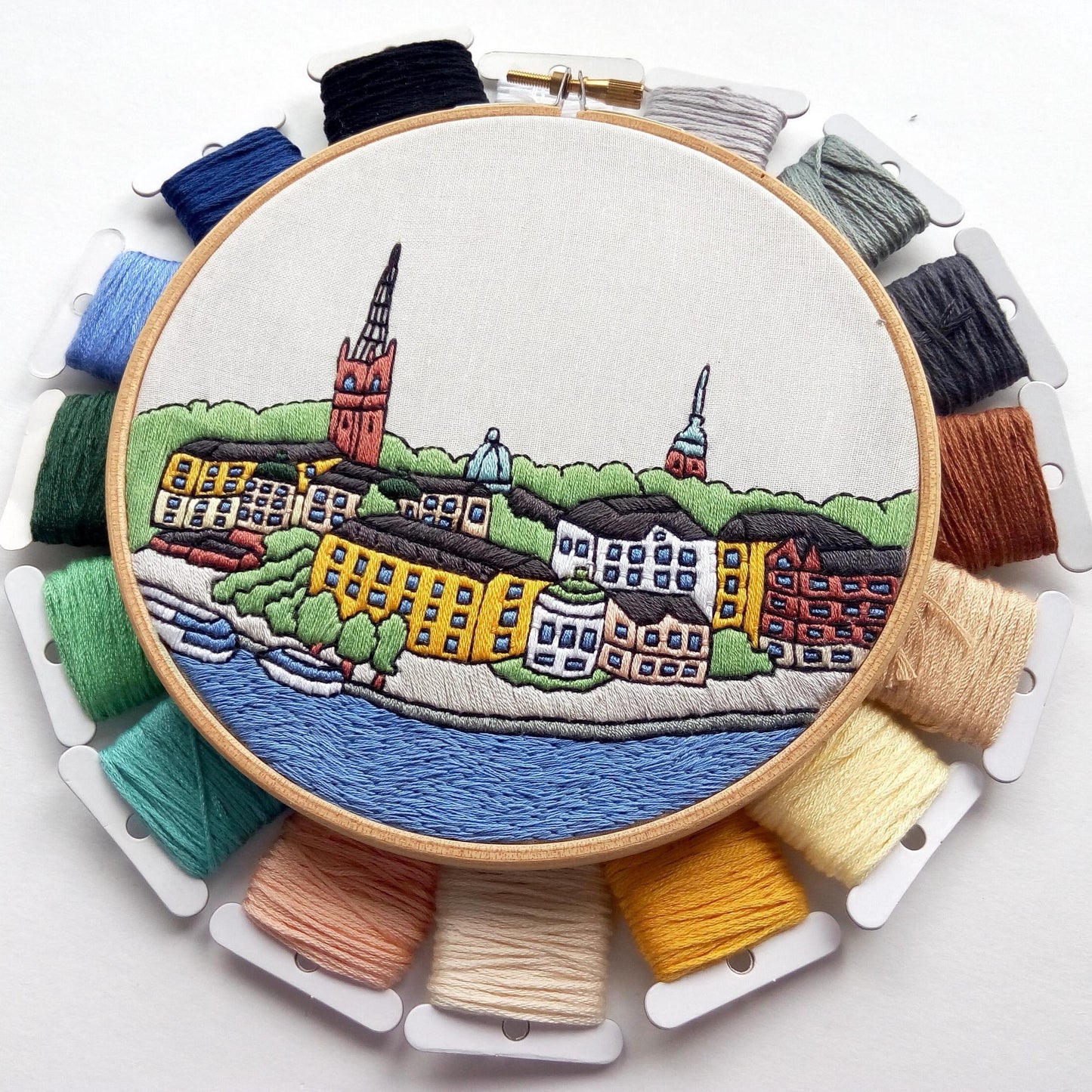 Stockholm, Sweden, Cityscape - Hand Embroidery Pattern (PDF)