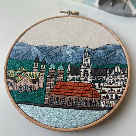 Munich, Germany, Cityscape - Hand Embroidery Pattern (PDF) faimyxstitch.com