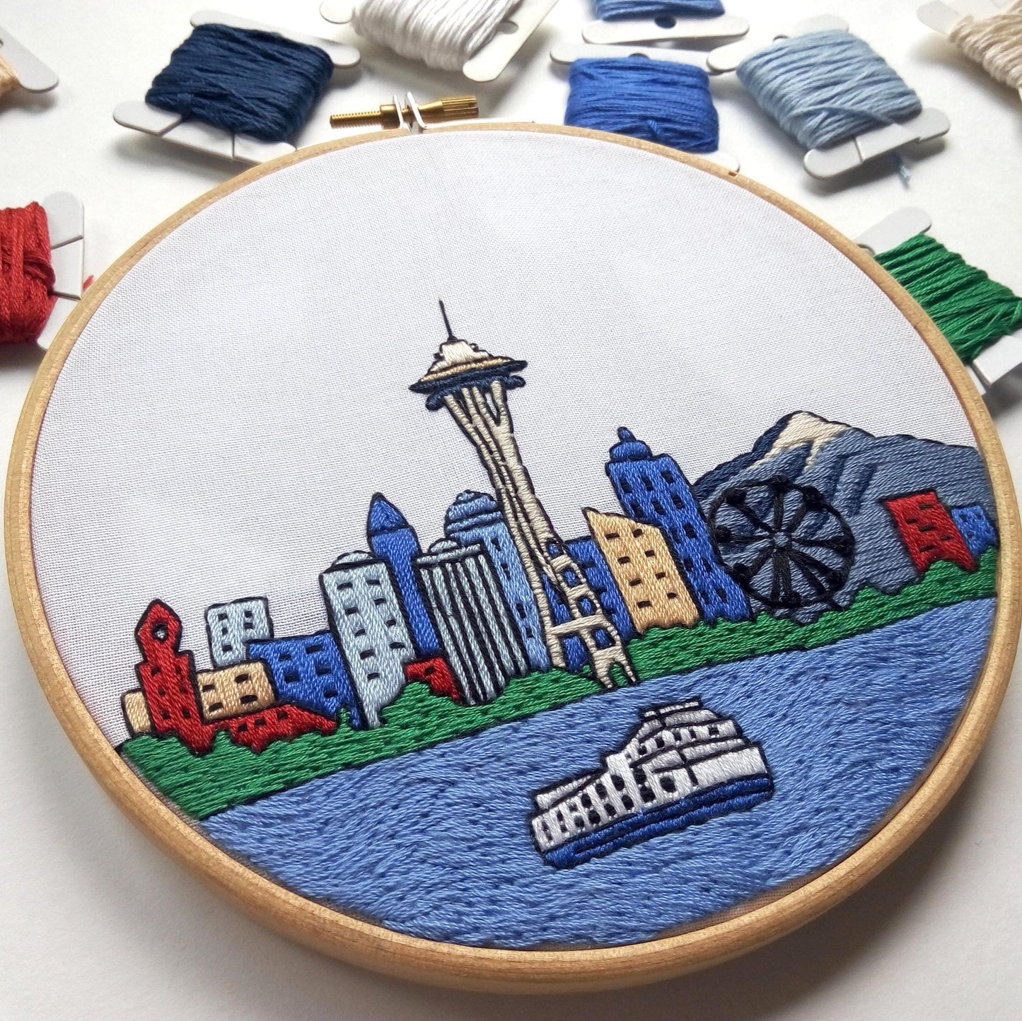 Seattle, WA, Skyline - Hand Embroidery Pattern (PDF)