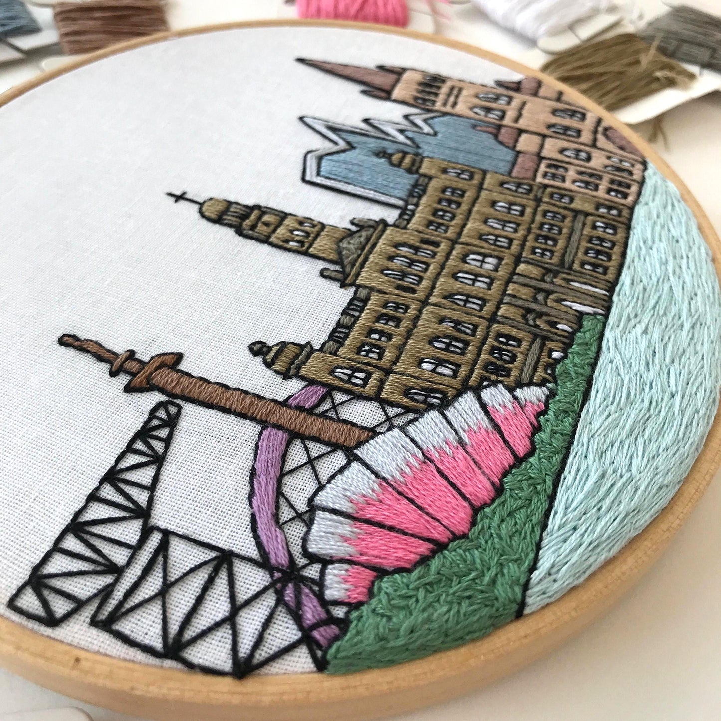 Glasgow, Scotland, Cityscape - Hand Embroidery Pattern (PDF)