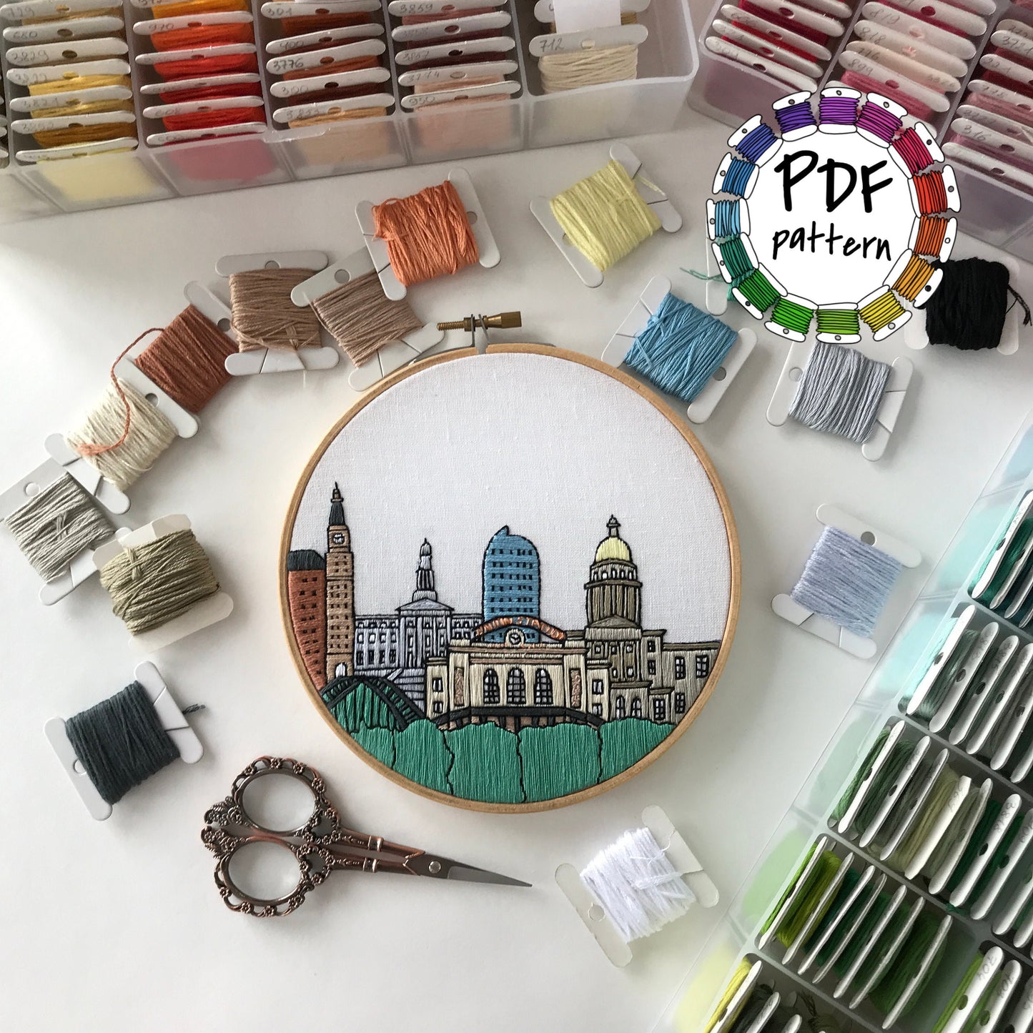 Denver, CO, Skyline - Hand Embroidery Pattern (PDF)