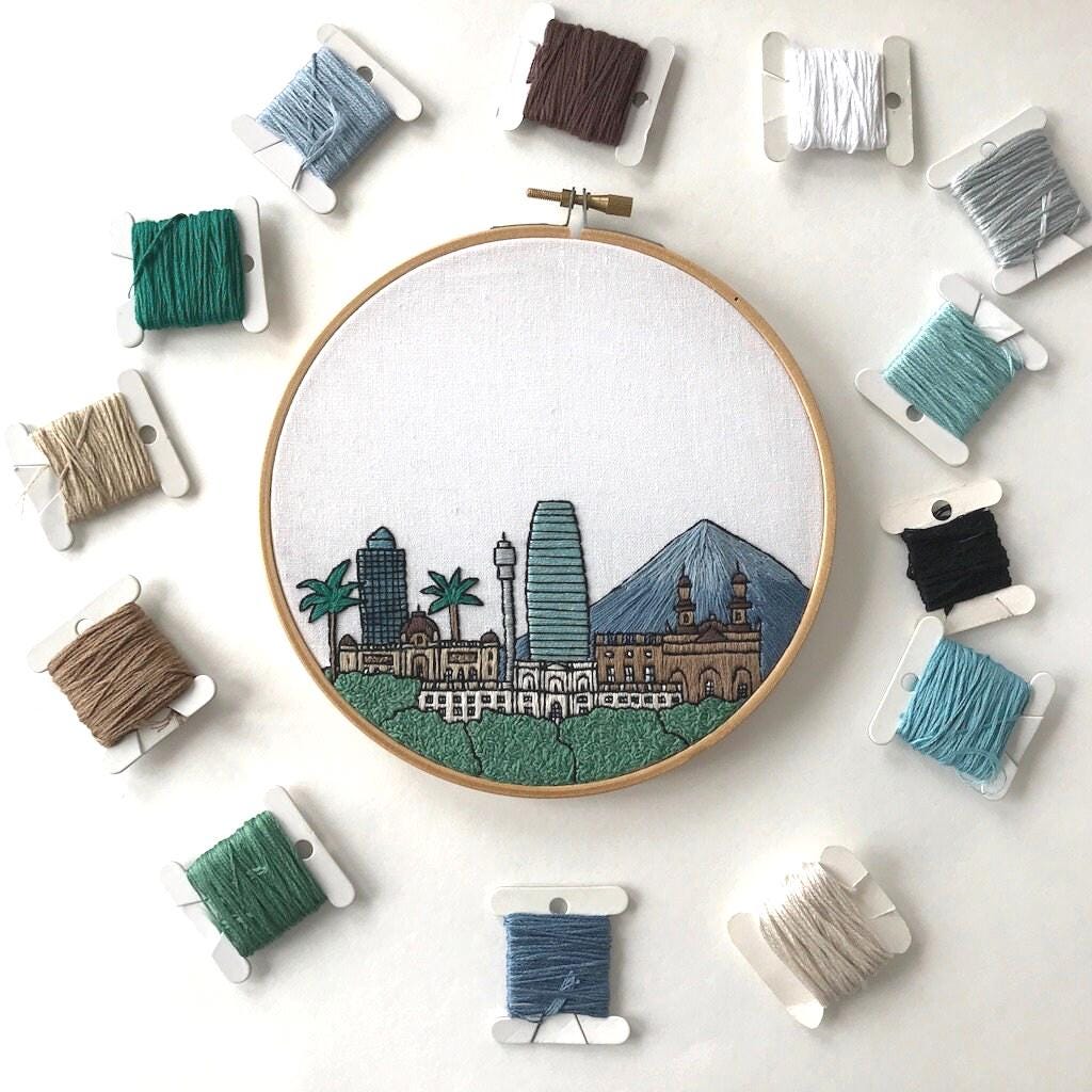 Santiago, Chile, Cityscape - Hand Embroidery Pattern (PDF)