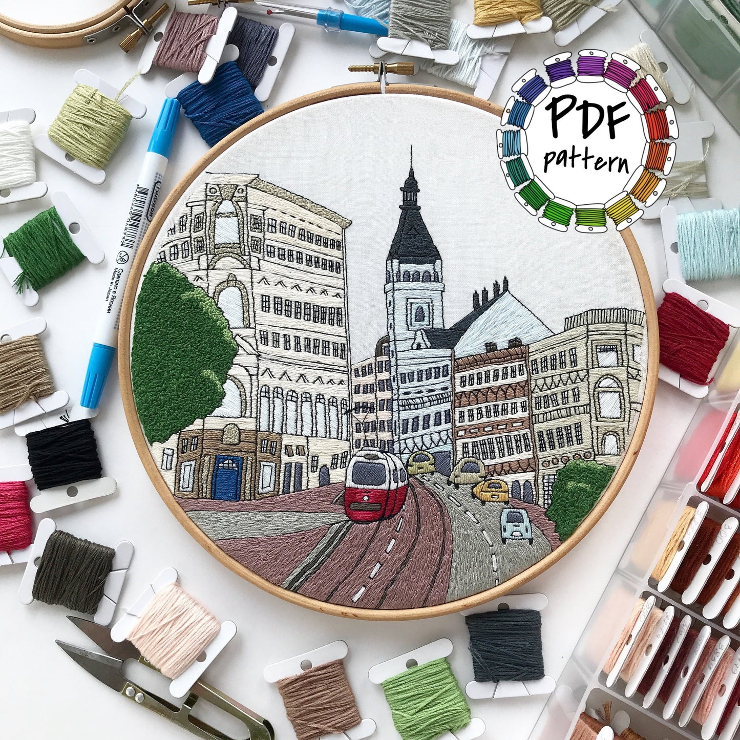 Vienna, Austria, Advanced version - Hand Embroidery Pattern (PDF)