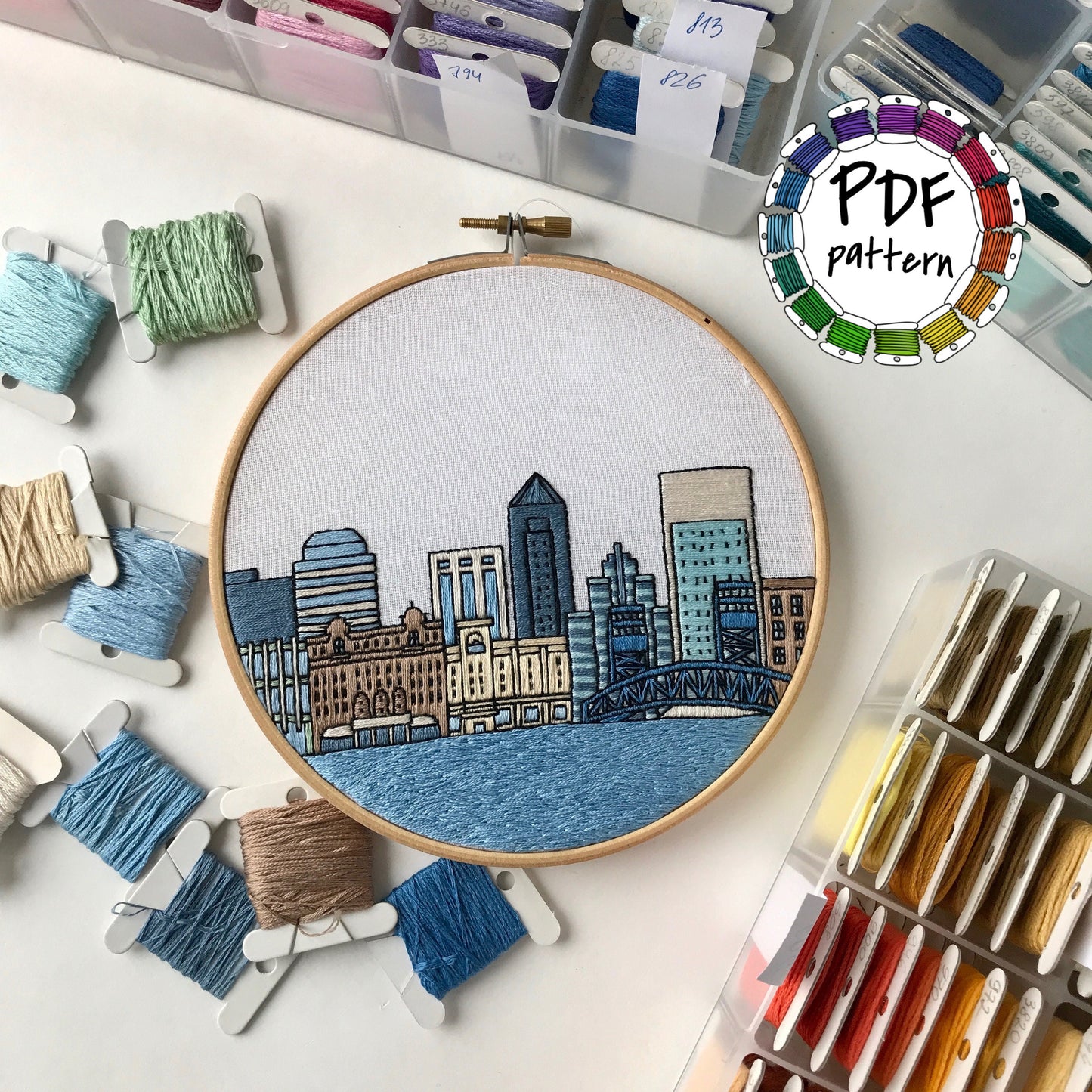 Jacksonville, FL, Landmarks - Hand Embroidery Pattern (PDF)