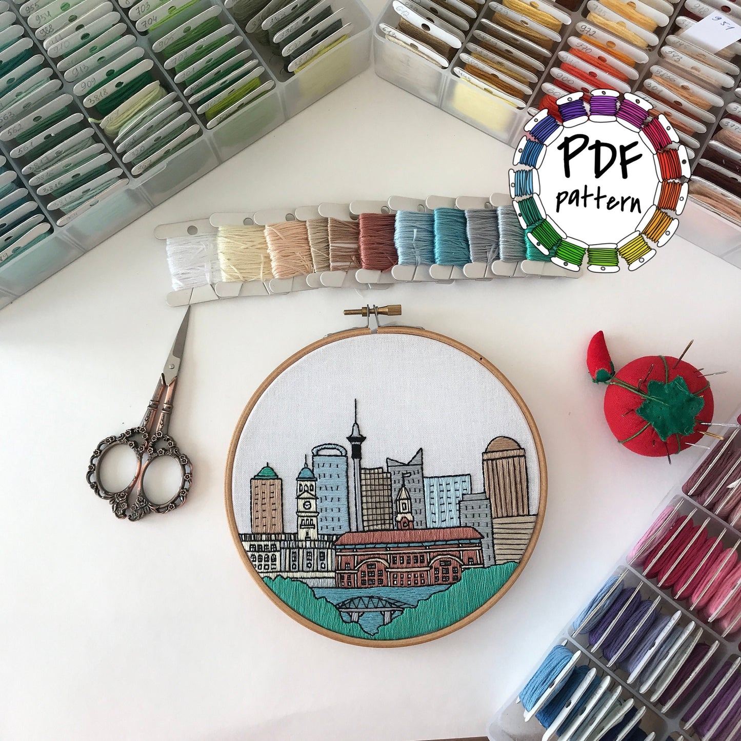 Auckland, New Zealand, Cityscape - Hand Embroidery Pattern (PDF)