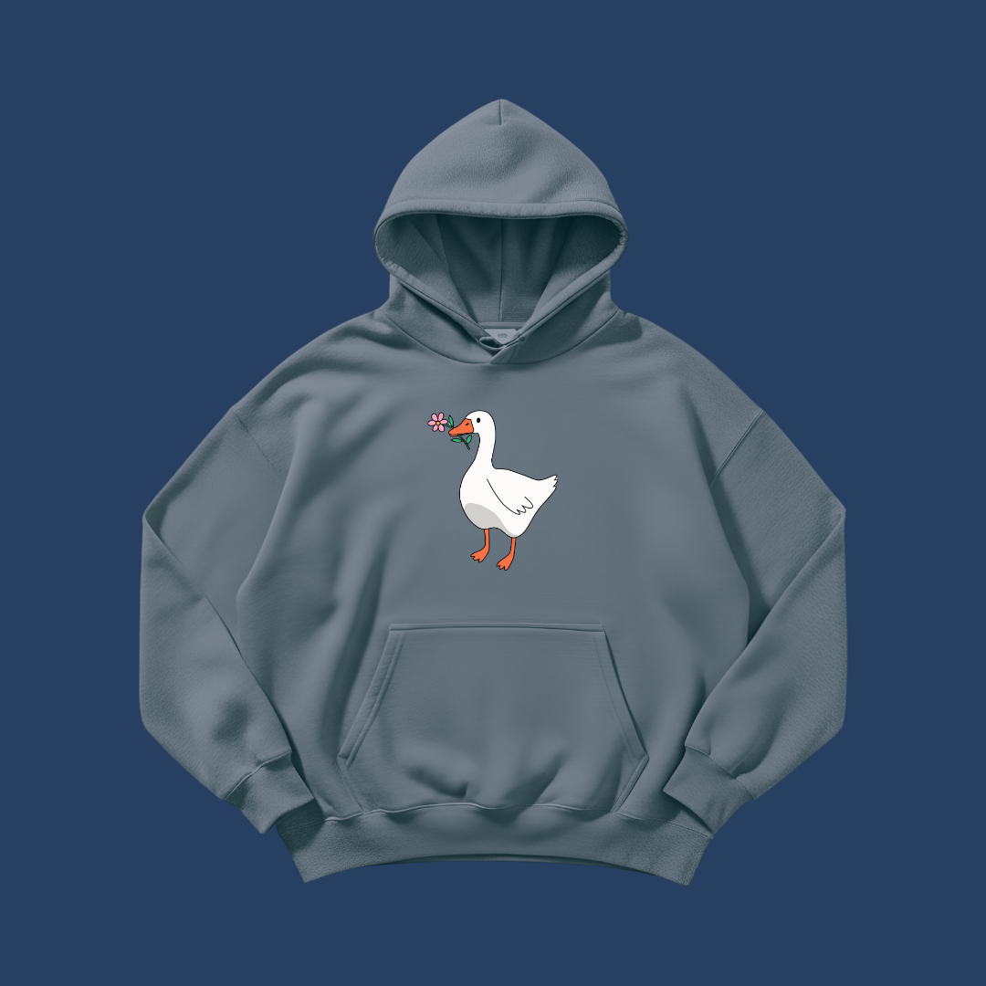 Valentine Goose with a flower - Hand Embroidery Pattern (PDF) faimyxstitch.com