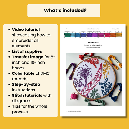 Florals - Chain stitch only - Hand Embroidery Pattern (PDF)