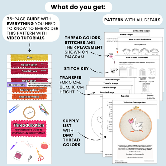 Valentine Goose with a heart - Hand Embroidery Pattern (PDF)