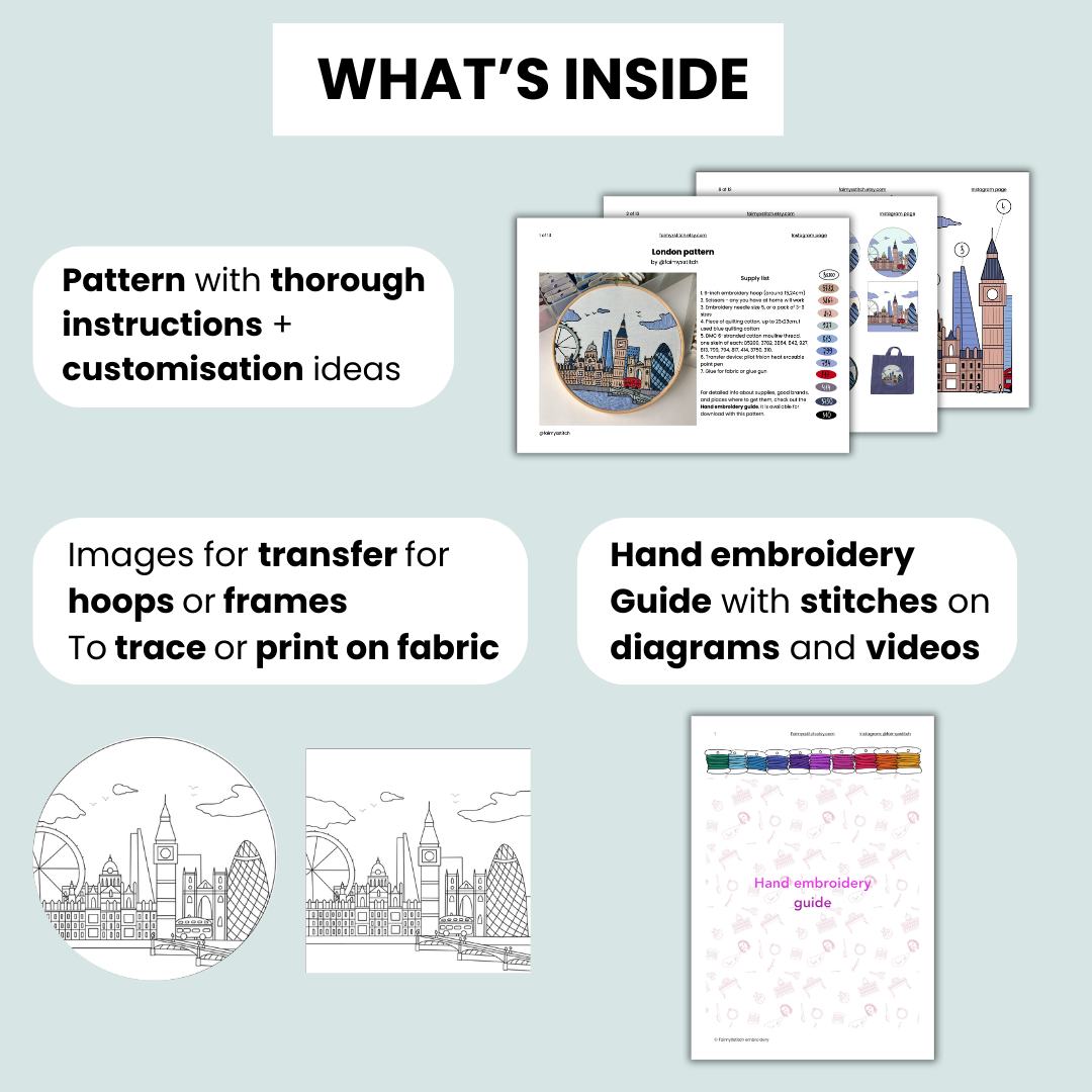 Lisbon, Portugal, Cityscape - Hand Embroidery Pattern (PDF)