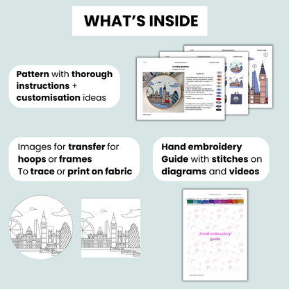 Lisbon, Portugal, Cityscape - Hand Embroidery Pattern (PDF)