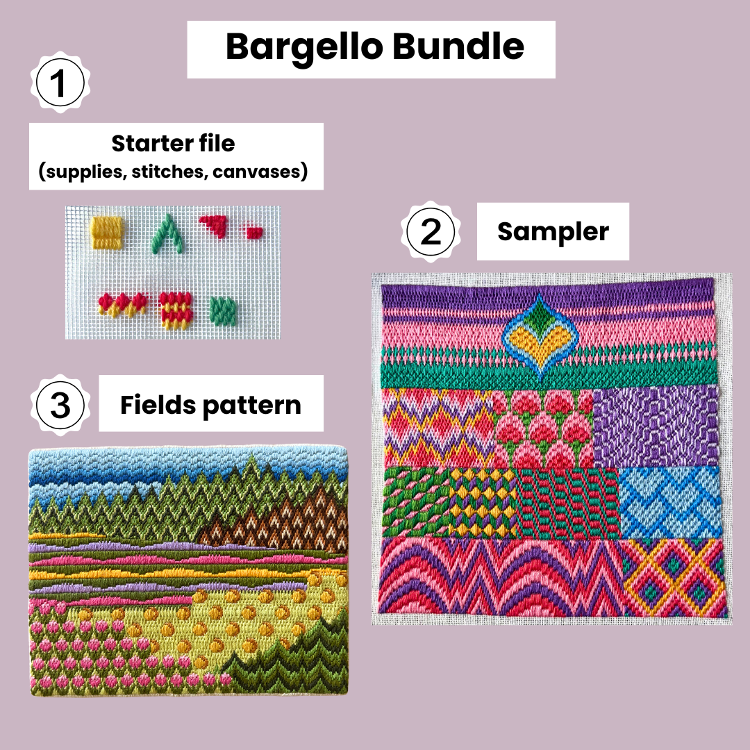 Bargello embroidery bundle. Sampler and pattern