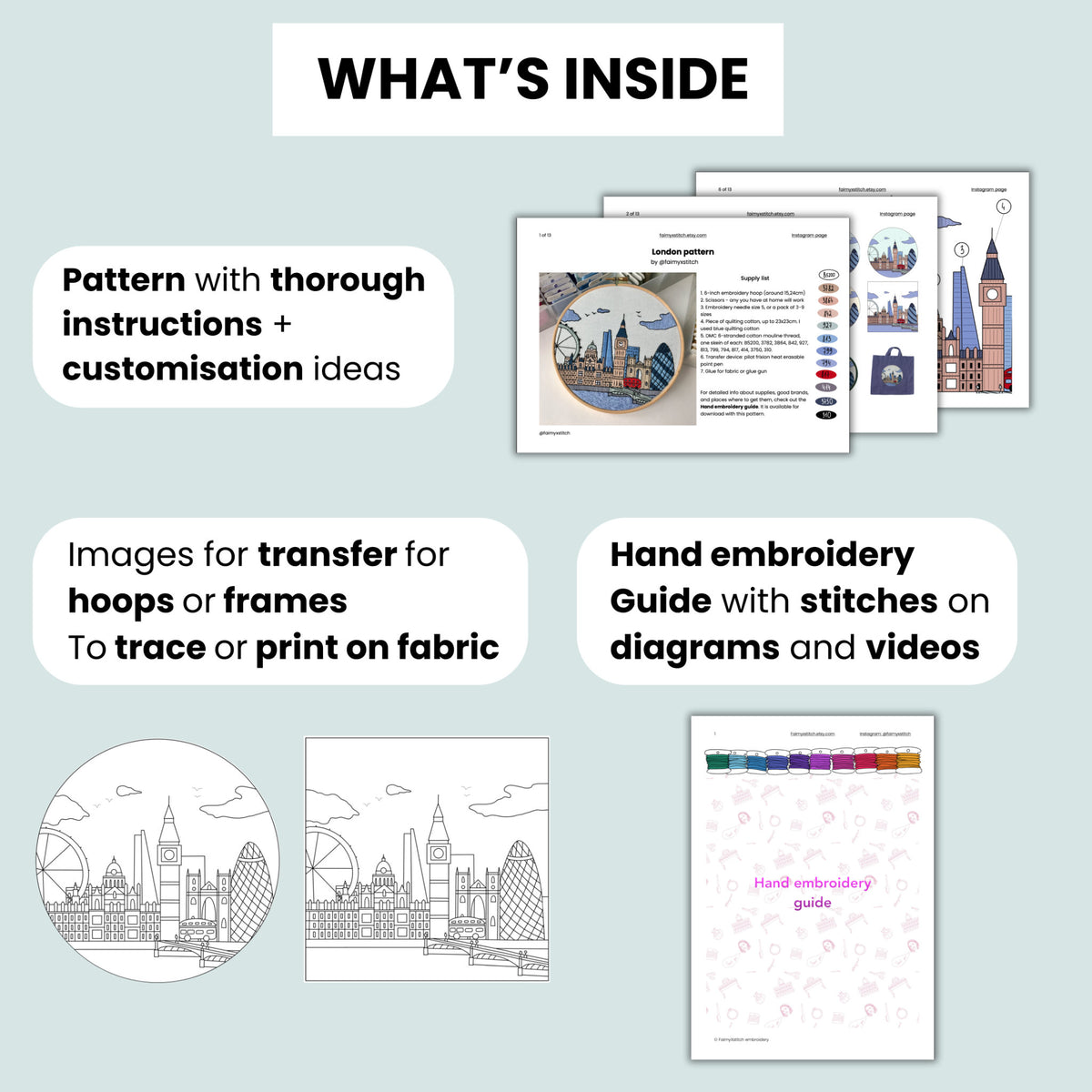 New Orleans, LA, Cityscape - Hand Embroidery Pattern (PDF)