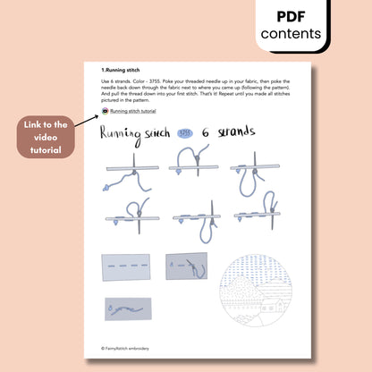 21 Stitch Sampler - Hand Embroidery Pattern (PDF)