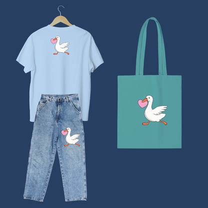 Valentine Goose with a heart - Hand Embroidery Pattern (PDF) faimyxstitch.com