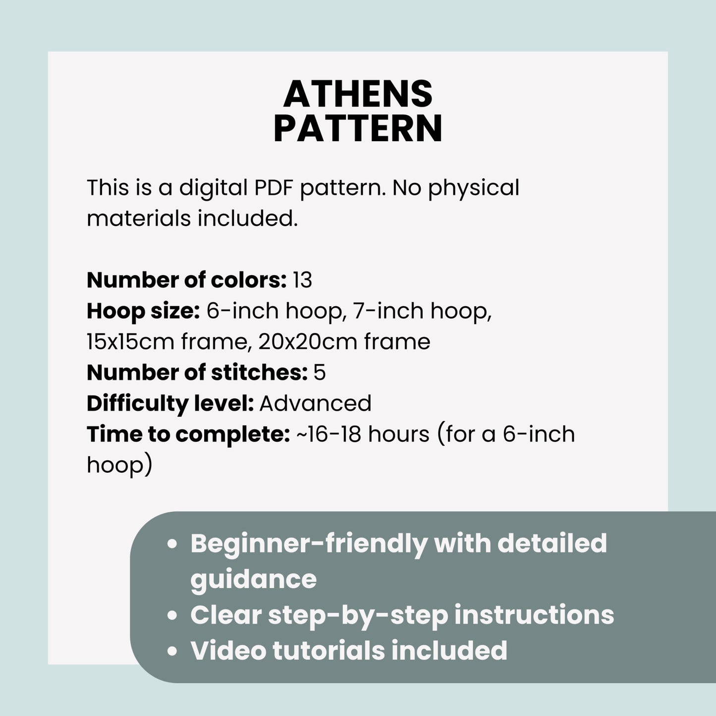 Athens, Greece, Landmarks - Hand Embroidery Pattern (PDF)