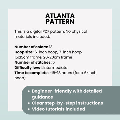 Atlanta, GA, Stadtbild – Handstickmuster (PDF)