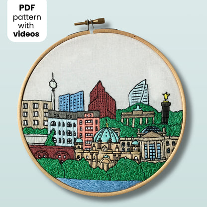 Berlin, Germany, Cityscape - Hand Embroidery Pattern (PDF)