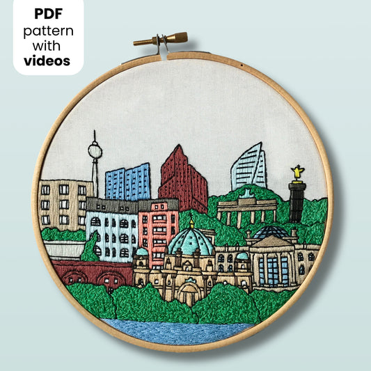 Berlin, Germany, Cityscape - Hand Embroidery Pattern (PDF)