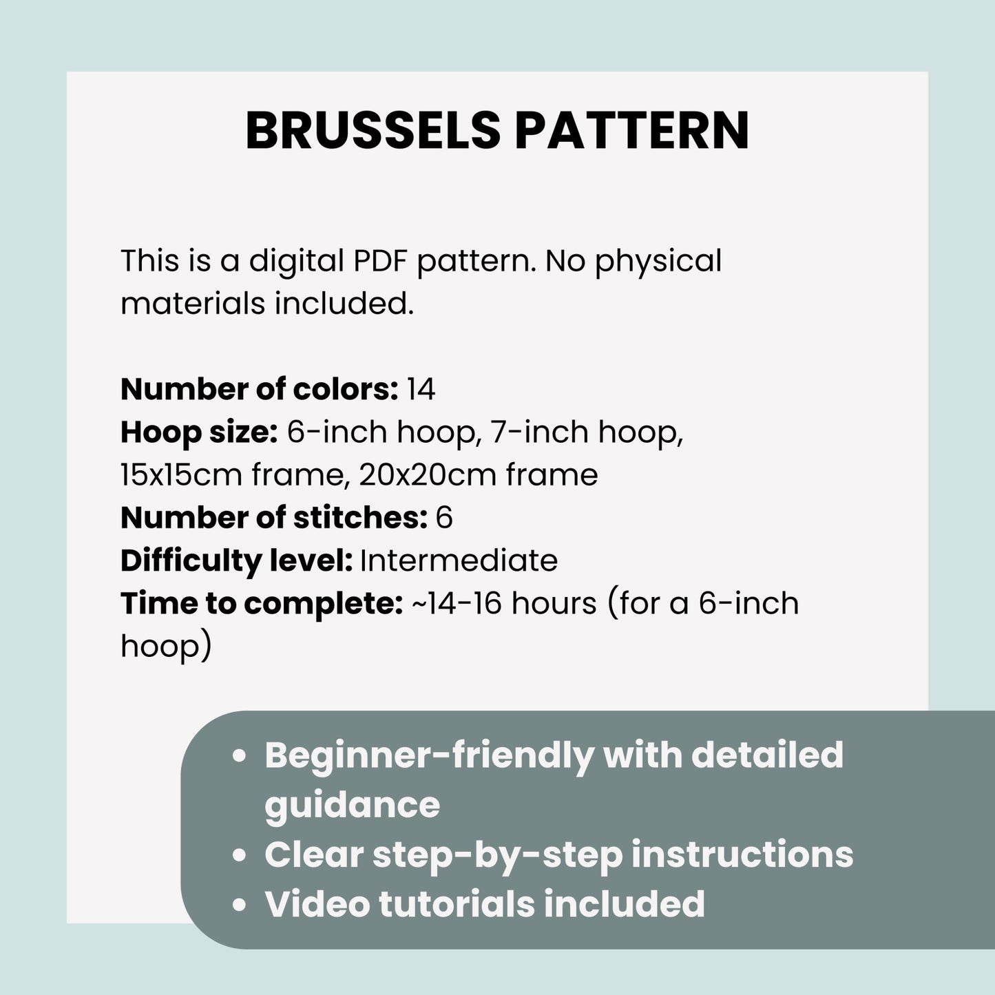 Brüssel, Belgien, Stadtbild - Handstickmuster (PDF)