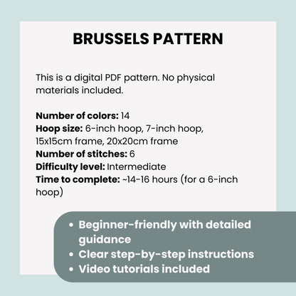 Brüssel, Belgien, Stadtbild - Handstickmuster (PDF)