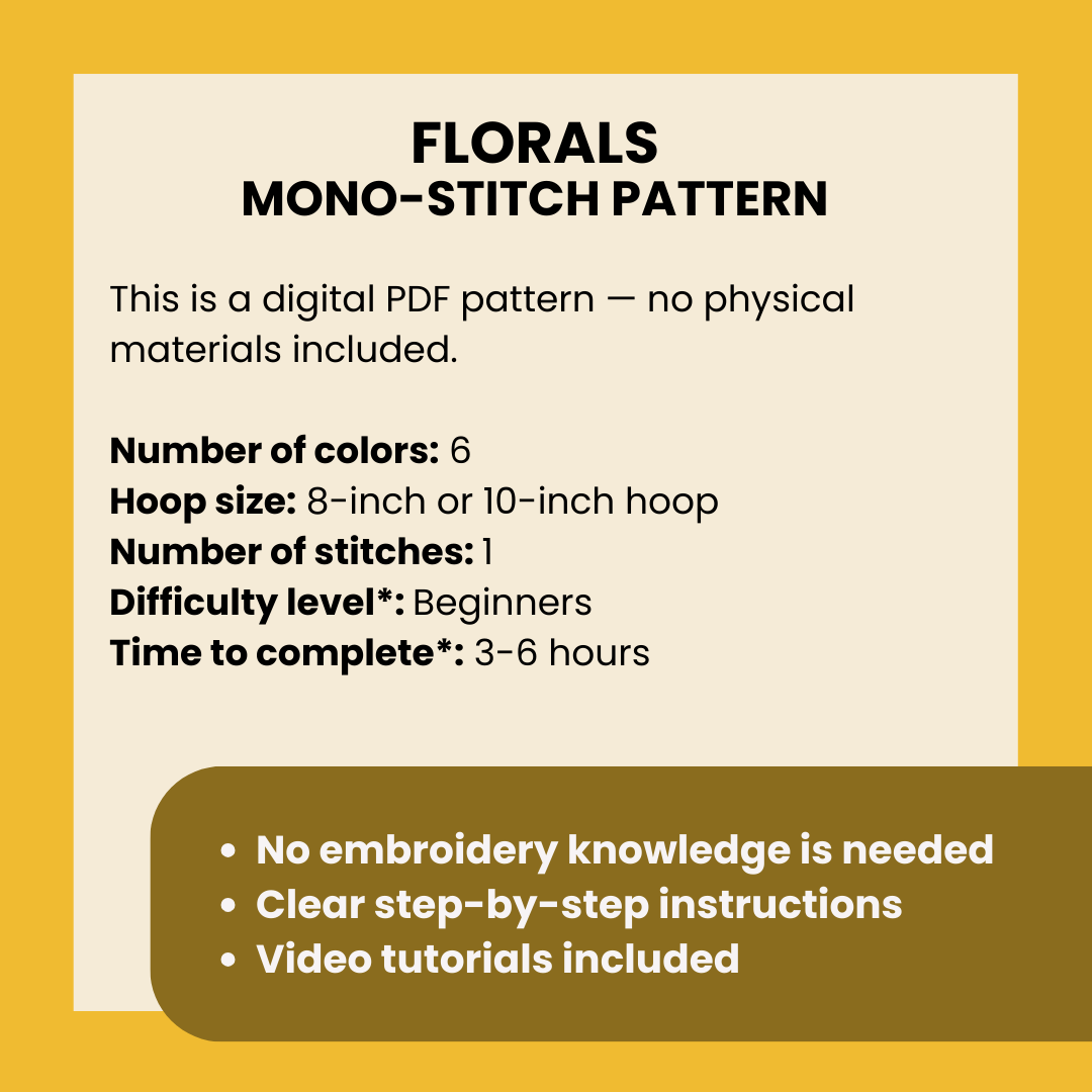Florals - Chain stitch only - Hand Embroidery Pattern (PDF)