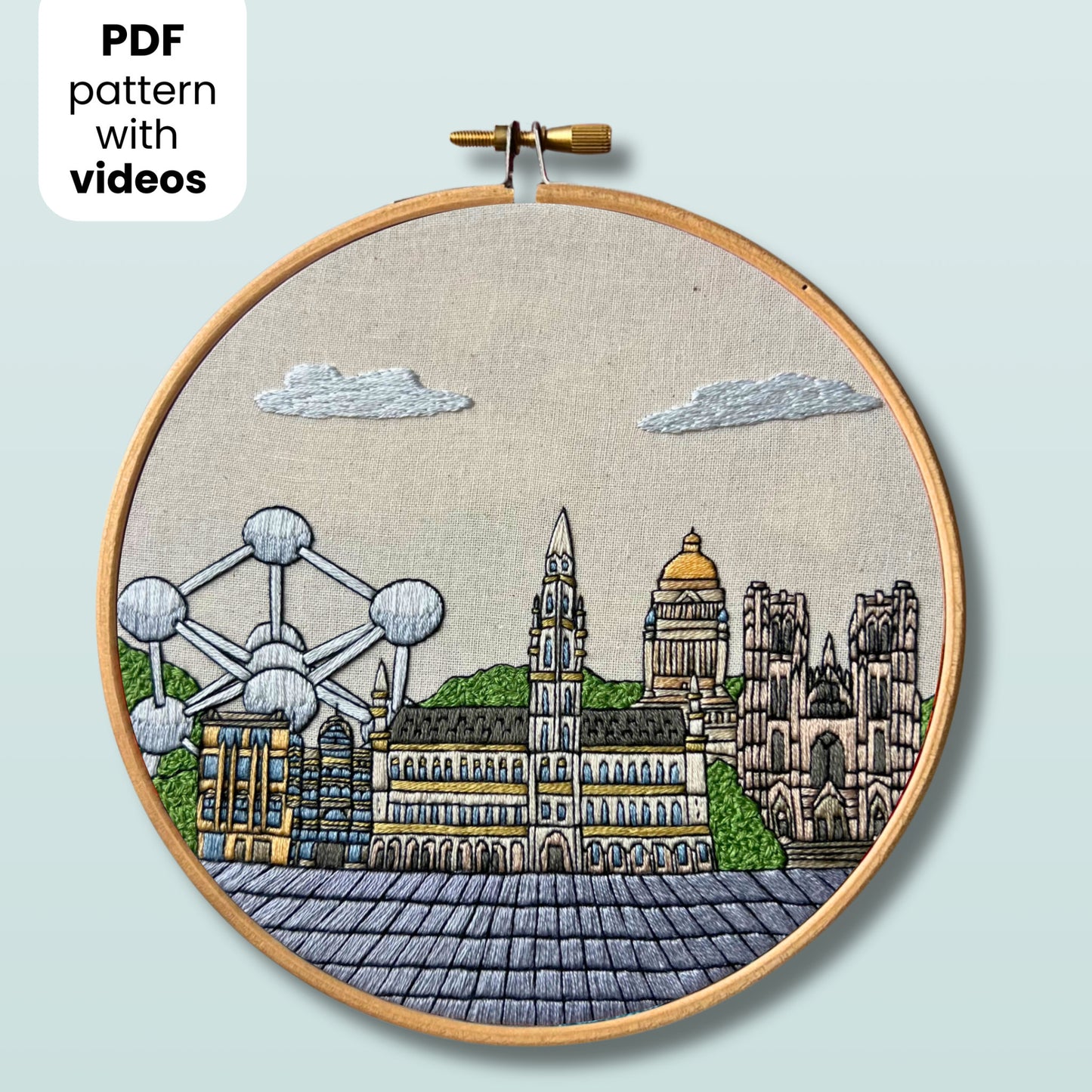 Brüssel, Belgien, Stadtbild - Handstickmuster (PDF)