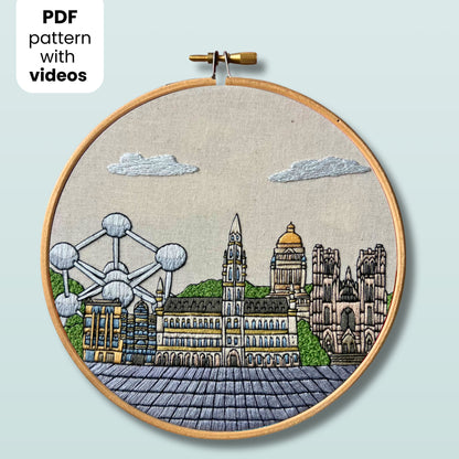 Brüssel, Belgien, Stadtbild - Handstickmuster (PDF)