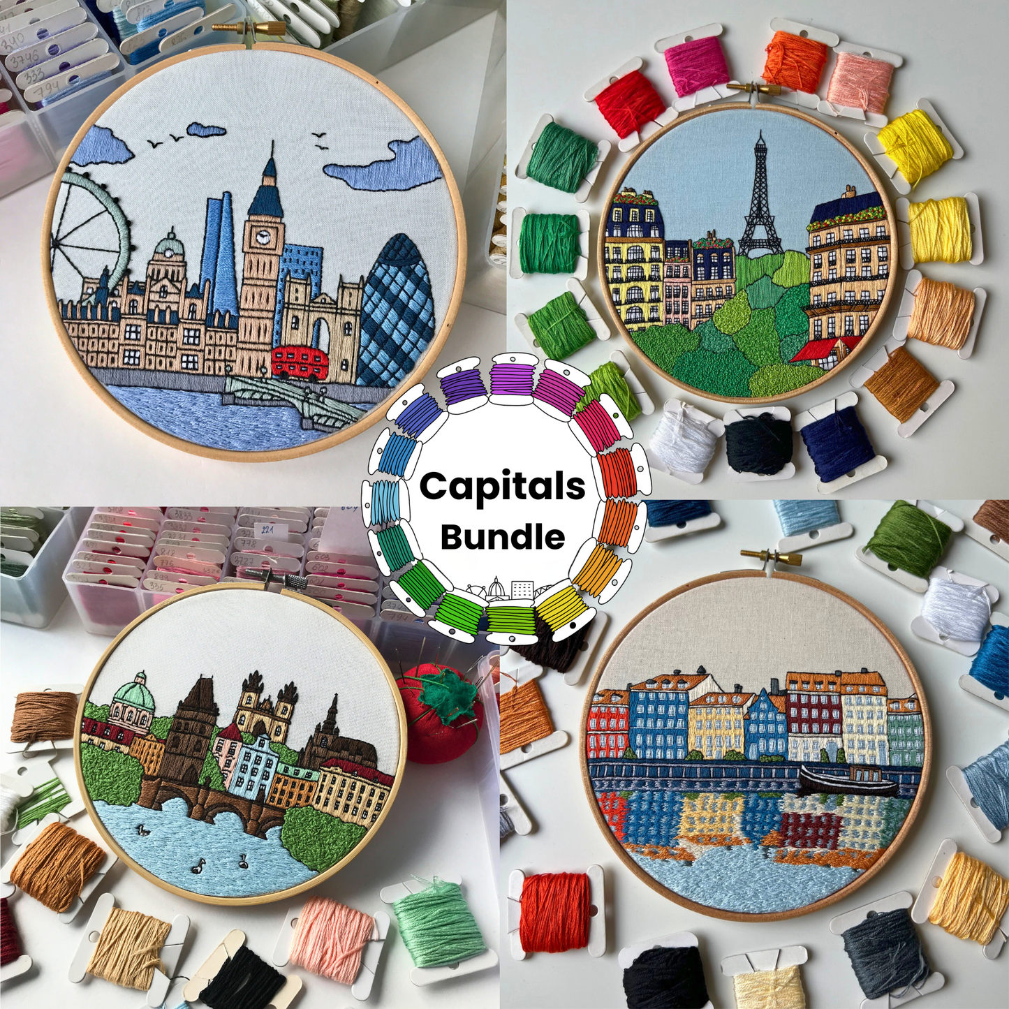 Capitals Collection Bundle - Hand Embroidery Pattern (PDF)