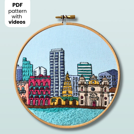 Cartagena, Colombia, Architecture - Hand Embroidery Pattern (PDF)