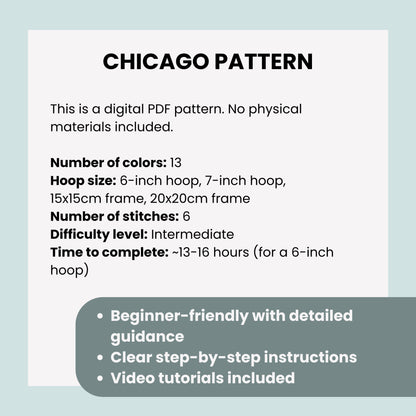 Chicago, IL, Landmarks - Hand Embroidery Pattern (PDF)