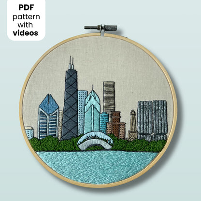 Chicago, IL, Landmarks - Hand Embroidery Pattern (PDF)