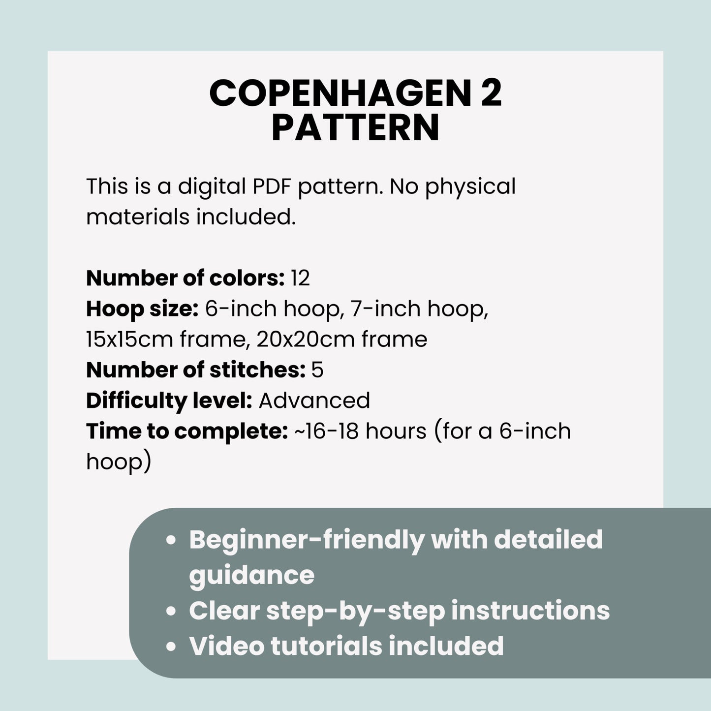 Copenhagen, Denmark, Cityscape - Hand Embroidery Pattern (PDF)
