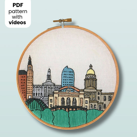 Denver, CO, Skyline - Hand Embroidery Pattern (PDF)