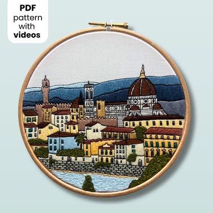 Florence, Italy, Cityscape - Hand Embroidery Pattern (PDF)
