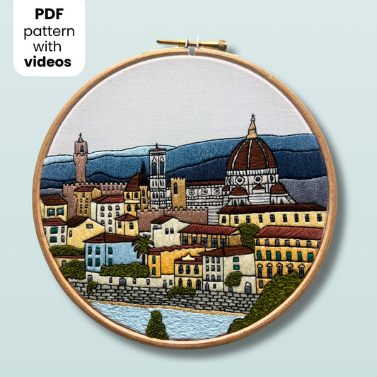 Florence, Italy, Cityscape - Hand Embroidery Pattern (PDF)
